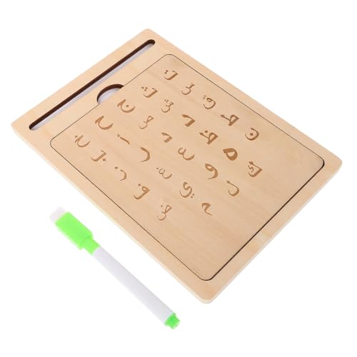 Kisangel Montessori Alphabet Nachverfolgung Holztafel für Kleinkinder Arabische Buchstaben Lernbrett Multifunktionales Schreib und Zeichenbrett aus Naturholz Interaktives Vorschul von Kisangel