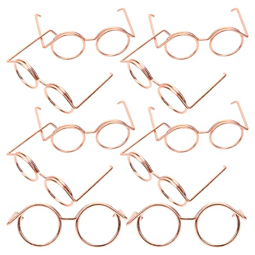 Kisangel Puppen 10 Stücke Metall Rand Brillen Brillen Stoff Verkleiden Brillen Für Party Verkleiden (Roségold) Mini-Sonnenbrille Für Mini-Sonnenbrille Für Puppen-Cosplay-Zubehör von Kisangel