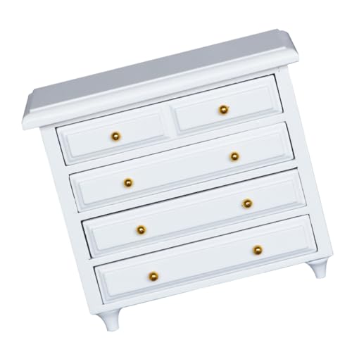 Kisangel Puppenhaus Kommode aus Massivem Holz Dekoratives Miniaturmöbel mit Robustes Mini Cabinet Ornament für Puppenhaus Wohnzimmer und Kinderzimmer Regal Dekoration von Kisangel