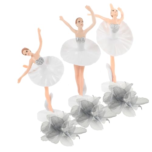 Kisangel Teiliges Ballerina Cake Decoration Set aus Umweltfreundlichem Elegante Weiße Ballerina Figuren und Graue Tüllblätter Vielseitig als Tortendeko und Wohnraumdekoration Geeignet von Kisangel