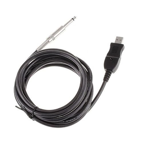 Kisangel USB Gitarrenkabel Adapter für Pc Recording Schwarz Langlebiges und Metallmaterial Plug And Play Unterstützt Windows und Sample Rate von Kisangel
