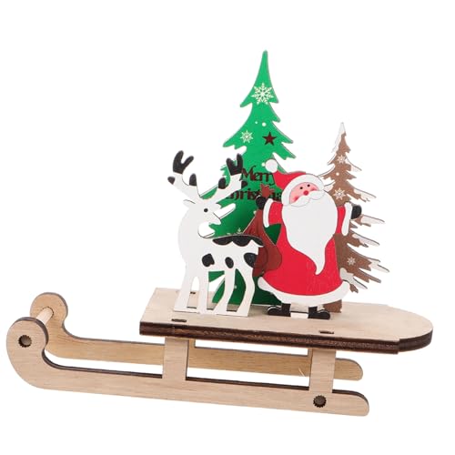 Kisangel Weihnachtliche Holzfigur Schlitten mit Handbemaltem Weihnachtsmann und Rentier Langlebige DIY Tischdeko für Fenster und Klassisches Winterfest Ornament Kisangel Weihnachtliche Holzfigur Schlitten mit Handbemaltem Weihnachtsmann und Rentier Langlebige DIY Tischdeko für Fenster und Klassisches Winterfest Ornament von Kisangel