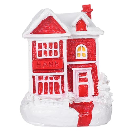 Kisangel Weihnachtsdorf weihnachtsdeko weihnachtsfest Winterliche Dekoration weihnachtsfigur winterwunderland weiße Keksdose Schneehaus aus Harz Weihnachtsplätzchendosen Dorfladenhaus rot von Kisangel