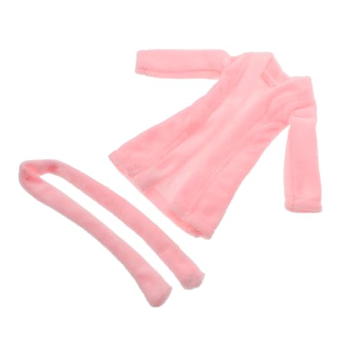 Kisangel Zubehör Für Puppenpyjamas Miniatur-Bademantel Puppen-Bademantel-Outfit-Accessoire Mini-Bademantel Puppen-Bademantel, Mini-Kleidung Zubehör Für Miniaturpuppen Rosa Plüsch von Kisangel