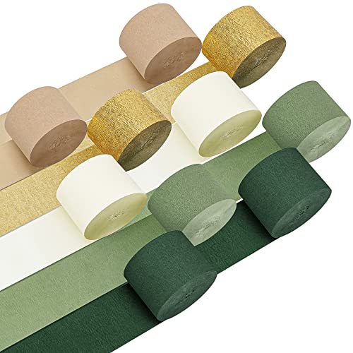Kisston 10 Rollen Krepppapier-Luftschlangen in Grün, Salbei, Grün, Braun, Weiß, Gold, Partyschlangen für Hochzeit, Geburtstag, Brautparty, Partyzubehör, Junggesellinnenabschied, 250 m insgesamt Kisston 10 Rollen Krepppapier-Luftschlangen in Grün, Salbei, Grün, Braun, Weiß, Gold, Partyschlangen für Hochzeit, Geburtstag, Brautparty, Partyzubehör, Junggesellinnenabschied, 250 m insgesamt von Kisston