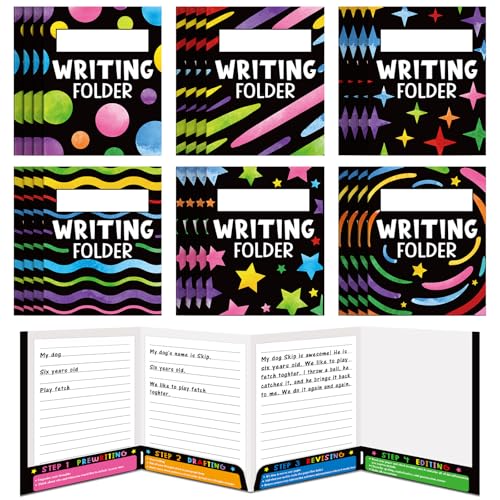Kisston Großmappen mit Taschen, 4 Taschen, Schreibprozess, Hausaufgabenordner für Studenten, Lehrer, Schule, Kinder, Klassenzimmer, Zubehör, bunt, 24 Stück von Kisston