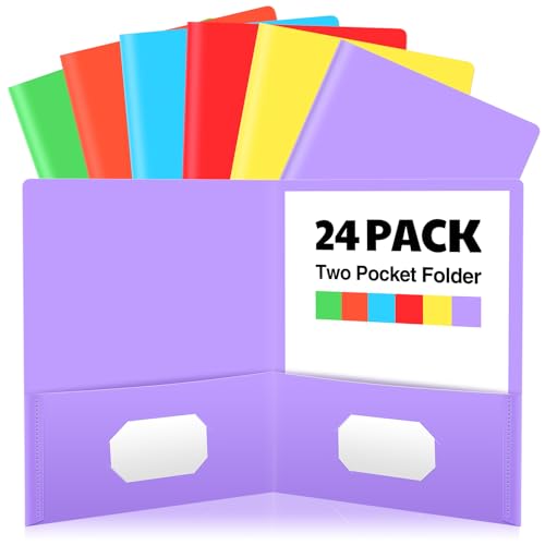 Kisston Ordner mit Taschen, helle Ordner mit 2 Taschen, langlebig, strapazierfähig, mit Visitenkartenschlitz, für Aktenschrank, Schule, Büro, Lebenslauf-Portfolio, 24 Stück von Kisston