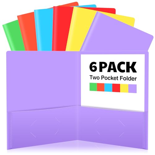 Kisston Ordner mit Taschen, helle Ordner mit 2 Taschen, langlebig, strapazierfähig, mit Visitenkartenschlitz, für Aktenschrank, Schule, Büro, Lebenslauf-Portfolio, 6 Stück von Kisston