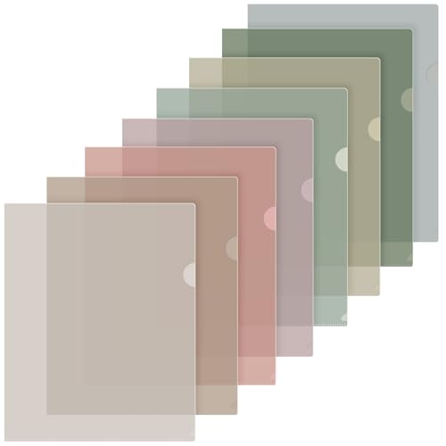 Kisston Transparente Kunststoff-Ordnerhüllen, 8 verschiedene Farben, transparente Dokumentenmappen, Projekttaschen für Briefgröße 21,6 x 27,9 cm, für Büro, Schule, Geschäft, Morandi-Farben, 48 Stück von Kisston