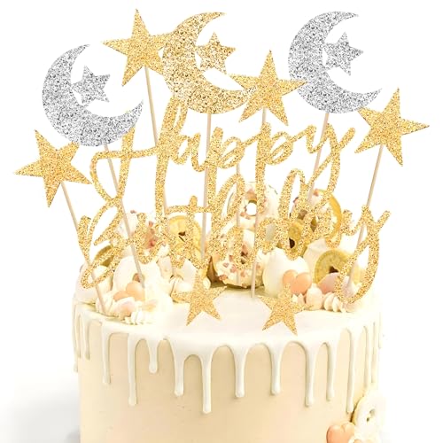 19 Stück Happy Birthday Tortendeko, Gold Birthday Decorations, Tortendeko Mädchen & Jungen, Torten Deko, Glitter Cake Topper 19 Stück Happy Birthday Tortendeko, Gold Birthday Decorations, Tortendeko Mädchen & Jungen, Torten Deko, Glitter Cake Topper von Kisstta