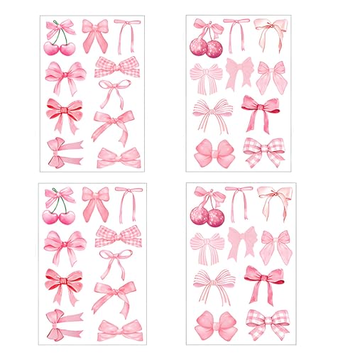40 Stück Rosa Schleifen Wandtattoo Wohnzimmer, Wasserfeste PVC Wandsticker Kinderzimmer, Schleife Stickers für Laptop, Tiefkühltruhe, Schlafzimmer Room Decor (Pink 1) von Kisstta