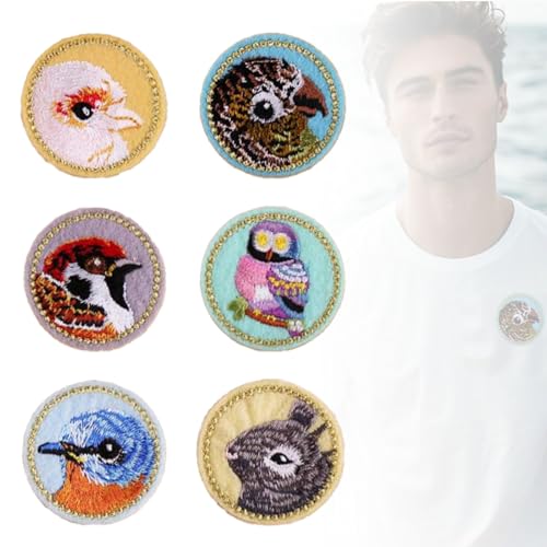 6 Stück BüGelflicken, Runde Patches zum Aufbügeln, Flicken zum Aufbügeln, Aufnäher mit gestickten Applikationen, für Kleidung, Jeans, T-Shirt, Textilien, Taschen, Bügelflicken (Farbmischung 1) von Kisstta