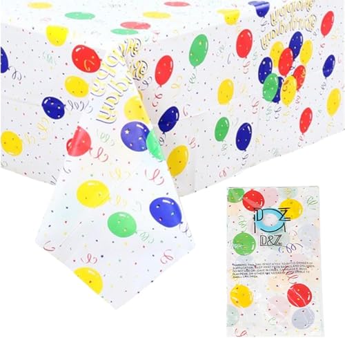 Kisstta 137 X 274cm Party Tischdecke, Wiederverwendbar wasserdichte Plastiktischdecke, Bunte Luftballons Geburtstag Tischdecke für Party und Geburtstag Kisstta 137 X 274cm Party Tischdecke, Wiederverwendbar wasserdichte Plastiktischdecke, Bunte Luftballons Geburtstag Tischdecke für Party und Geburtstag von Kisstta