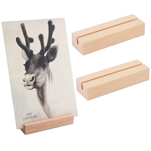 Kisstta Kartenhalter Holz, 15x4x2 cm Tischkartenhalter Holz, Postkartenhalter mit 5mm Kartenschlitz, Menükartenhalter, Fotohalter für Hochzeit Tischnummer Tischkarte Platzkartenhalter Fotoständer von Kisstta