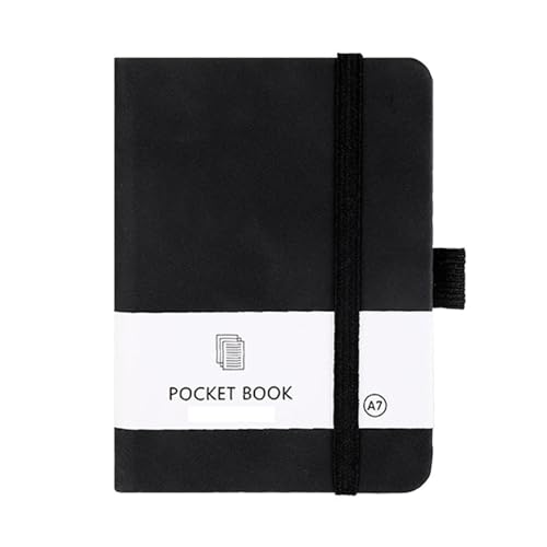 Kisstta Notizbuch A7, 200 Seiten Leder Notizblock, A7 Notizbuch Liniert Klein, 80×112mm Journal Buch, Reisetagebuch, Für Büro Und Schule (1 Stück Schwarz) von Kisstta