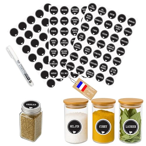 Gewürz-Etiketten Set - 105 schwarze Etiketten Ø38mm + weißer Filz - wasserfest Gewürz-Etiketten Set - 105 schwarze Etiketten Ø38mm + weißer Filz - wasserfest von Kistayle