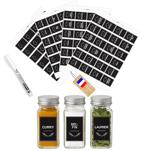 Gewürz-Etiketten Set - 96 schwarze Etiketten 50x40mm + weißer Filz - wasserfest Gewürz-Etiketten Set - 96 schwarze Etiketten 50x40mm + weißer Filz - wasserfest von Kistayle