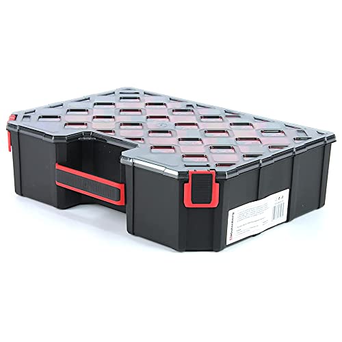 Sortierbox Sortimentskasten Kleinteilemagazin mit Trennwänden Ergonomischer Griff Kunststoff Durchsichtiger Deckel 390 x 284 x 105 mm Sortierbox Sortimentskasten Kleinteilemagazin mit Trennwänden Ergonomischer Griff Kunststoff Durchsichtiger Deckel 390 x 284 x 105 mm von Kistenberg