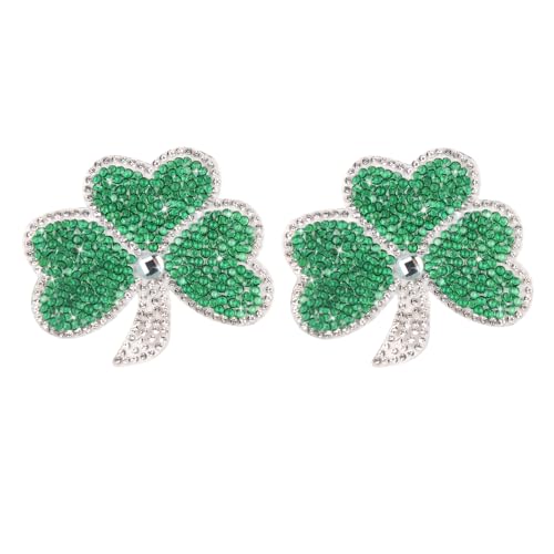 Kistreao 2 x grüne Kleeblatt-Aufnäher zum Aufbügeln, Glitzer, Strass, Kleeblatt, Applikation, Kristall, St. Patrick's Day, für Kleidung, Jeans, Hüte, Rucksack, DIY-Zubehör Kistreao 2 x grüne Kleeblatt-Aufnäher zum Aufbügeln, Glitzer, Strass, Kleeblatt, Applikation, Kristall, St. Patrick's Day, für Kleidung, Jeans, Hüte, Rucksack, DIY-Zubehör von Kistreao