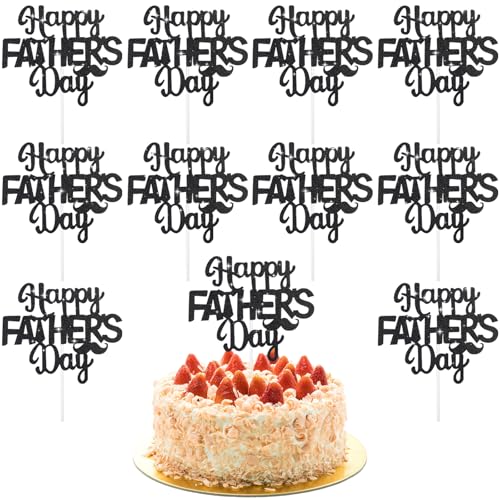 Kistreao Tortenaufsatz "Happy Father's Day", glitzernd, für Vatertag, Cupcake-Topper, schwarz, 10 Stück Kistreao Tortenaufsatz "Happy Father's Day", glitzernd, für Vatertag, Cupcake-Topper, schwarz, 10 Stück von Kistreao