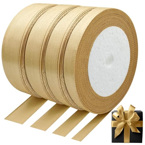 Kisvic Geschenkband Gold Set, 88m Satinband Gold 6/10/15/20mm Ribbon für Geburtstag Ballonverschlüsse, Weihnachten Neujahr Geschenkverpackung, Basteln, Partydeko Kisvic Geschenkband Gold Set, 88m Satinband Gold 6/10/15/20mm Ribbon für Geburtstag Ballonverschlüsse, Weihnachten Neujahr Geschenkverpackung, Basteln, Partydeko von Kisvic