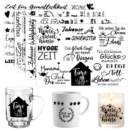Kisvic Rub On Sticker 4PCS, 15x11cm Rub On Folie Transferaufkleber Für DIY und Möbel Glas Holz Dekorationen, Home Kisvic Rub On Sticker 4PCS, 15x11cm Rub On Folie Transferaufkleber Für DIY und Möbel Glas Holz Dekorationen, Home von Kisvic