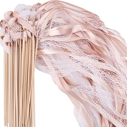 50 Stück Wedding Wands Hochzeit mit Glocke,Zauberstäbe Hochzeit Luftschlangen,Wedding Twirling Streamers für Hochzeit Geburtstag Party Andere Feiertagsfeiern Verwendet von Kiswleon