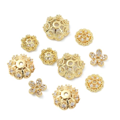 KitBeads 10 Stück 5 Stile Zirkonia Blume Perlenkappen Messing vergoldet Blume Abstandshalter Perlen für Armbänder Halsketten Ohrringe Schmuckherstellung KitBeads 10 Stück 5 Stile Zirkonia Blume Perlenkappen Messing vergoldet Blume Abstandshalter Perlen für Armbänder Halsketten Ohrringe Schmuckherstellung von KitBeads