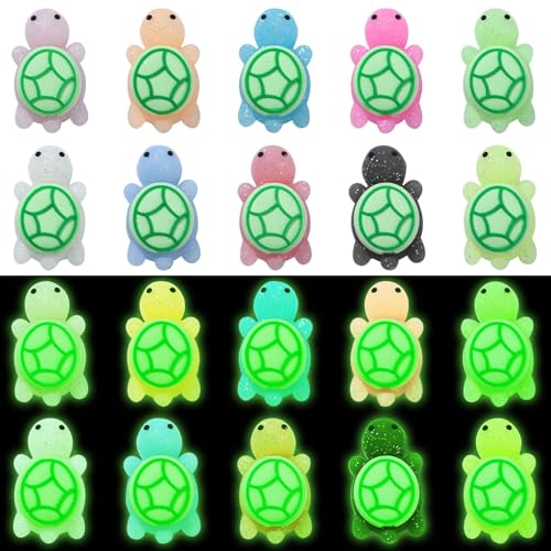 KitBeads 10 Stück leuchtende Silikonperlen Schildkröte im Dunkeln leuchtende Mini-Meeresschildkrötenperlen für Schmuckherstellung, Armbänder, Halsketten, Großpackung von KitBeads