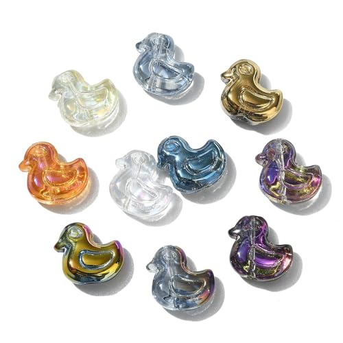KitBeads 100 Stück, zufällige galvanisierte Glasperlen, Entenperlen, transparent, Bauernhoftier-Perlen für Armbänder, Schmuckherstellung, Ohrringe, Halsketten, Handwerk, Großpackung von KitBeads