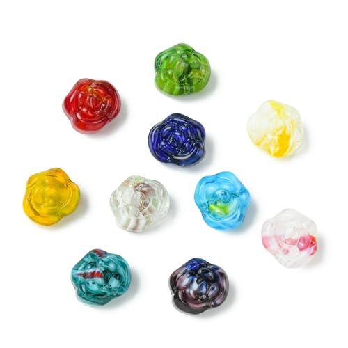 KitBeads 100 Stück 10 Farben Rose Blumen Perlen Vintage Handgemachte Lampwork Glasperlen in Blumenform Perlen für Schmuckherstellung Armbänder Schlüsselanhänger Halsketten KitBeads 100 Stück 10 Farben Rose Blumen Perlen Vintage Handgemachte Lampwork Glasperlen in Blumenform Perlen für Schmuckherstellung Armbänder Schlüsselanhänger Halsketten von KitBeads