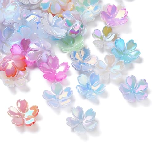 KitBeads 100 Stück Blumen-Perlenkappen, AB-plattiert, kleine Blumenperlen, 5-Petall-Trompeten-Blumen-Endkappen für Schmuckherstellung, Großpackung von KitBeads