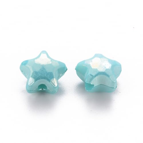 KitBeads 100 Stück zufällig undurchsichtige Acryl-Sternperlen AB-farbig plattiert facettierte Sternperlen für Schmuckherstellung, Armbänder, Halsketten, Handwerk, Großpackung von KitBeads