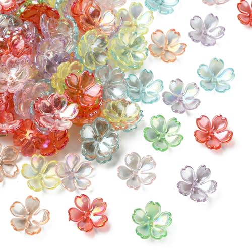 KitBeads 100 Stück zufällige 15 mm Blumen-Perlenkappen, AB-Farbe, Kirschblüten-Perlen, Acryl, 5-Petal-Blumenperlen für Schmuckherstellung, Armbänder, Basteln, Bulk KitBeads 100 Stück zufällige 15 mm Blumen-Perlenkappen, AB-Farbe, Kirschblüten-Perlen, Acryl, 5-Petal-Blumenperlen für Schmuckherstellung, Armbänder, Basteln, Bulk von KitBeads