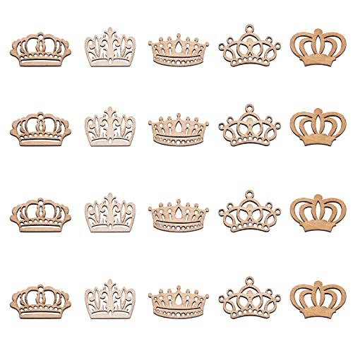 KitBeads 100 Stück zufällige Cartoon-Holzstücke in Kronenform, Ausschnitte aus Holz, Prinzessinnen-Verzierungen, unlackierte Holzkrone, Ornament für Bastelarbeiten KitBeads 100 Stück zufällige Cartoon-Holzstücke in Kronenform, Ausschnitte aus Holz, Prinzessinnen-Verzierungen, unlackierte Holzkrone, Ornament für Bastelarbeiten von KitBeads