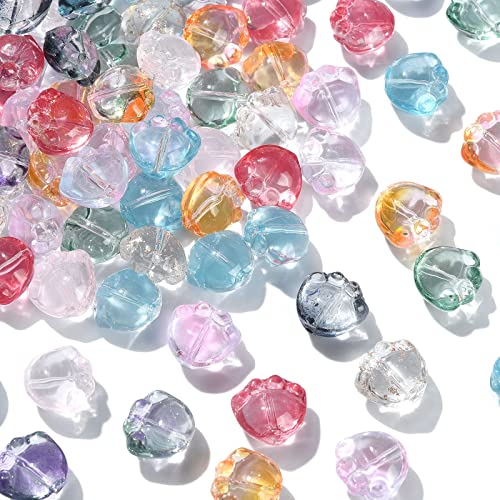 KitBeads 100 Stück zufällige Glas-Katzenpfotenperlen bunte Tierwelpenpfotenförmige Perlen winzige niedliche Lampwork Pfotenabdruck-Perlen für Schmuckherstellung Bulk von KitBeads