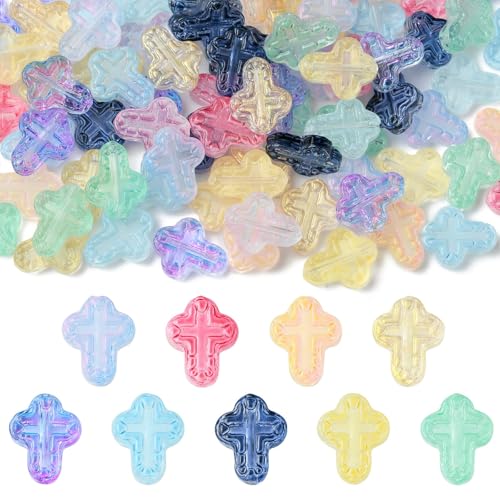 KitBeads 100 Stück zufällige Glasperlen in Kreuzform, Religion, Jesus, transparente Kruzifix-Perlen für Armbänder, Halsketten, Schmuckherstellung, Großpackung KitBeads 100 Stück zufällige Glasperlen in Kreuzform, Religion, Jesus, transparente Kruzifix-Perlen für Armbänder, Halsketten, Schmuckherstellung, Großpackung von KitBeads