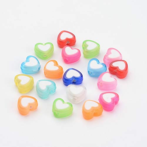 KitBeads 100 Stück zufällige Liebe Herzform Perlen Kawaii Bunte Herz Klar Pony Perlen Horizontales Loch Süße Herz Perlen für Schmuckherstellung Bulk von KitBeads