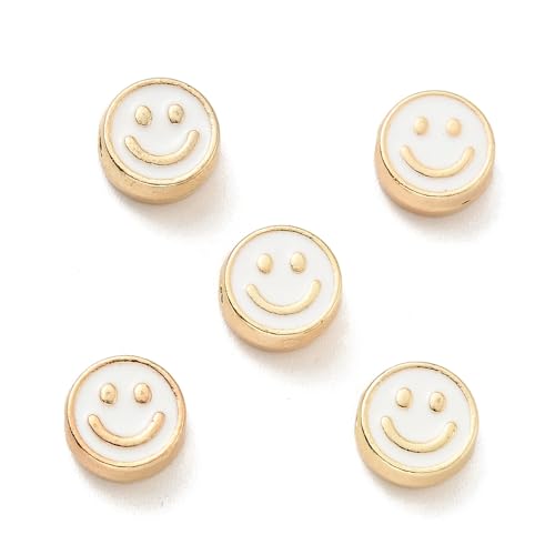 KitBeads 100 Stück zufällige lächelnde Gesichtsperlen, flach, rund, weiß, Emaille, Smiley-Perlen, Metall, Happy Face Perlen für Schmuckherstellung, Armbänder, Ohrringe, Handwerk, Großpackung KitBeads 100 Stück zufällige lächelnde Gesichtsperlen, flach, rund, weiß, Emaille, Smiley-Perlen, Metall, Happy Face Perlen für Schmuckherstellung, Armbänder, Ohrringe, Handwerk, Großpackung von KitBeads
