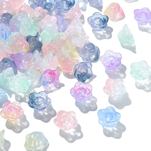 KitBeads 100pcs Zufällige Glas Blume Perlen Tiny Blume Form Glas Glocke Perlen Bunte Farbverlauf Blume Perlen für Schmuck Machen Bulk KitBeads 100pcs Zufällige Glas Blume Perlen Tiny Blume Form Glas Glocke Perlen Bunte Farbverlauf Blume Perlen für Schmuck Machen Bulk von KitBeads