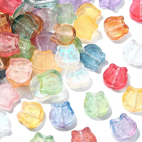 KitBeads 100pcs Zufällige Glas Katze Perlen Bunte Niedliche Kätzchen Tier Perlen Tiny Lampwork Haustier Katze Kopf Perlen für Schmuck Herstellung Armbänder Bulk von KitBeads