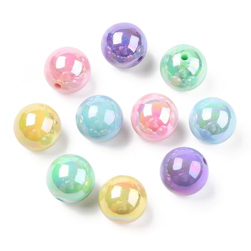 KitBeads 111 Stück 20 mm zufällige AB-Farbe, runde Acryl-Perlen, Kaugummi-Perlen, blickdicht, Kunststoff, lose Perlen für Schmuckherstellung, lose Großpackung KitBeads 111 Stück 20 mm zufällige AB-Farbe, runde Acryl-Perlen, Kaugummi-Perlen, blickdicht, Kunststoff, lose Perlen für Schmuckherstellung, lose Großpackung von KitBeads