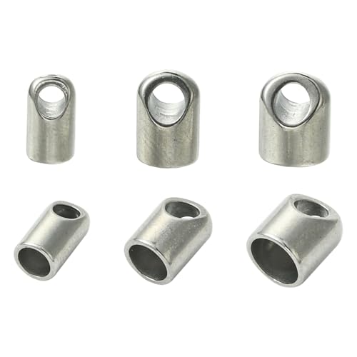 KitBeads 15 Stück 3 Stile Edelstahl Kordelenden Leder Metall Barrel End Tip Perlenkappen für Armbänder Halsketten Schmuckherstellung Zubehör von KitBeads