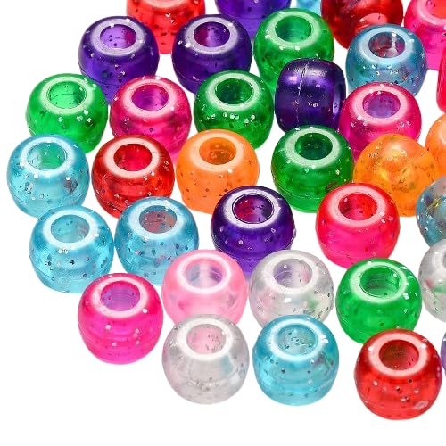 KitBeads 190 Stück 9 mm zufällige Glitzer-Pony-Perlen, großes Loch, transparent, große Kunststoffperlen für Armbänder, Haarzöpfe, Schmuckherstellung, Handwerk KitBeads 190 Stück 9 mm zufällige Glitzer-Pony-Perlen, großes Loch, transparent, große Kunststoffperlen für Armbänder, Haarzöpfe, Schmuckherstellung, Handwerk von KitBeads
