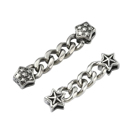 KitBeads 2 Stück Edelstahl-Armband-Kettenverlängerung, antikes Silber, Sternperlen mit Gliederketten, Schmuckverlängerungsketten für DIY-Schmuckherstellung KitBeads 2 Stück Edelstahl-Armband-Kettenverlängerung, antikes Silber, Sternperlen mit Gliederketten, Schmuckverlängerungsketten für DIY-Schmuckherstellung von KitBeads