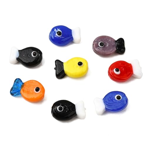 KitBeads 20 Stück zufällige handgefertigte Lampwork-Fischperlen, bunte Mini-Meeresaniaml-Glasperlen für Armbänder, Halsketten, Ohrringe, Schmuckherstellung, Handwerk von KitBeads