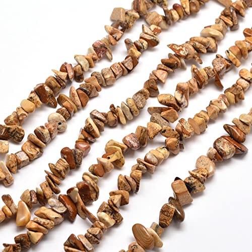 KitBeads 200–230 Stück natürliche Jaspis-Chip-Perlen, unregelmäßige Edelsteinperlen, braune Jaspis-Chip-Perlen für die Schmuckherstellung von KitBeads
