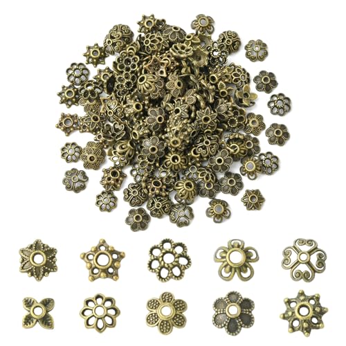 KitBeads 200 Stück bronzefarbene Blumen-Perlenkappen in Blumenform, Abstandshalter für Armbänder, Halsketten, Schmuckherstellung, Basteln, 10 Stück KitBeads 200 Stück bronzefarbene Blumen-Perlenkappen in Blumenform, Abstandshalter für Armbänder, Halsketten, Schmuckherstellung, Basteln, 10 Stück von KitBeads