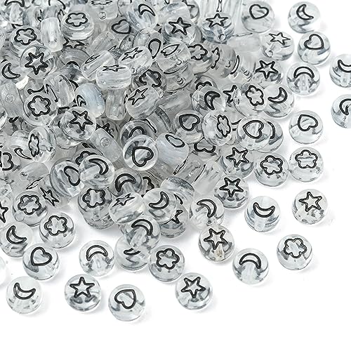KitBeads 200 runde Herzperlen aus transparentem Acryl, Mond, Stern, Herz, runde lose Abstandshalter für Schmuckherstellung KitBeads 200 runde Herzperlen aus transparentem Acryl, Mond, Stern, Herz, runde lose Abstandshalter für Schmuckherstellung von KitBeads