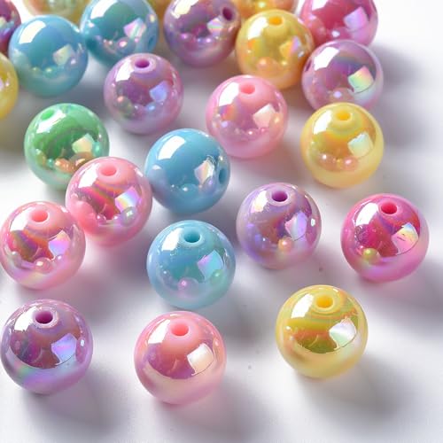 KitBeads 220 Stück 16 mm zufällige runde Acrylperlen, AB-Farbe, Kaugummi-Perlen, undurchsichtig, für Schmuckherstellung, Armbänder, Basteln KitBeads 220 Stück 16 mm zufällige runde Acrylperlen, AB-Farbe, Kaugummi-Perlen, undurchsichtig, für Schmuckherstellung, Armbänder, Basteln von KitBeads